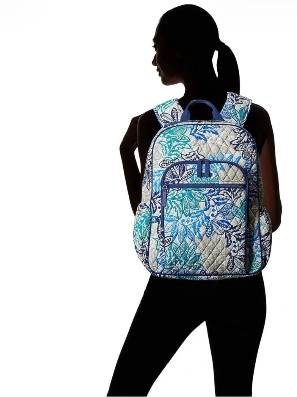 Vera Bradley Backpack Campus Tech Santiago Blue, Teal & Cream Floral Laptop Bag